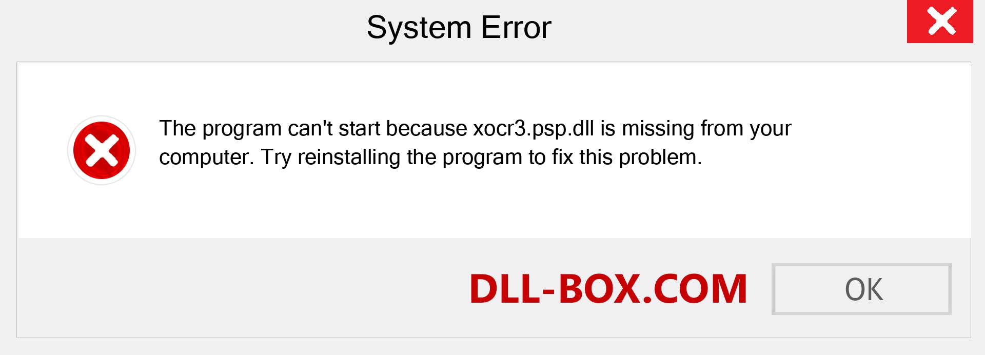  xocr3.psp.dll file is missing?. Download for Windows 7, 8, 10 - Fix  xocr3.psp dll Missing Error on Windows, photos, images